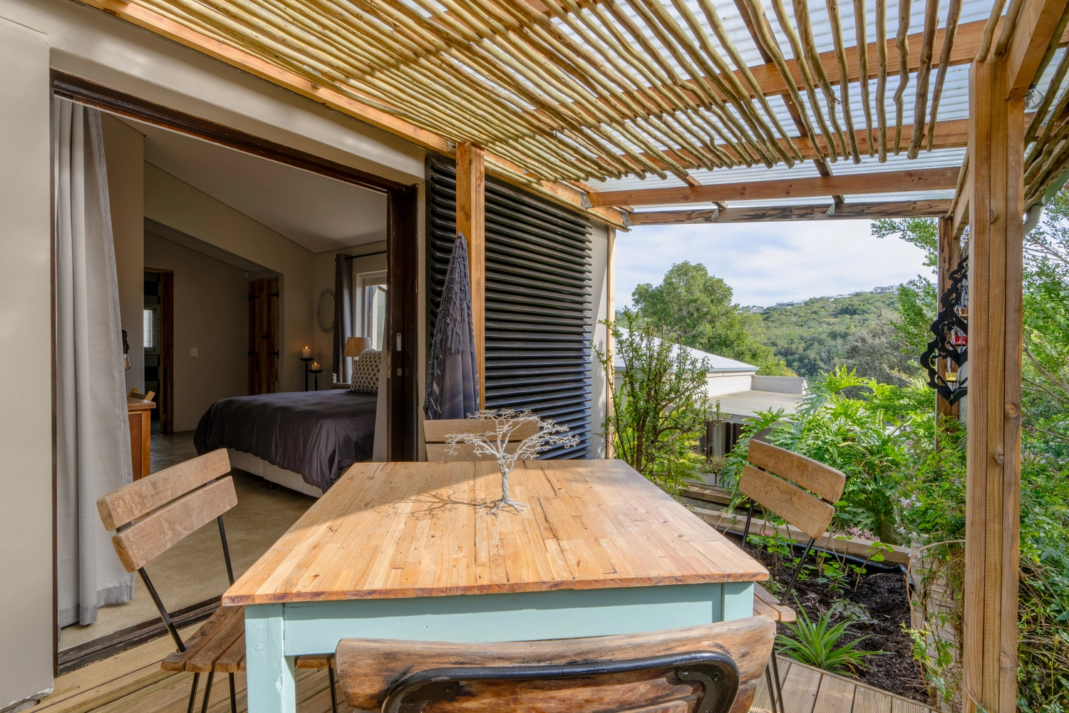 View into the bedroom from your private patio