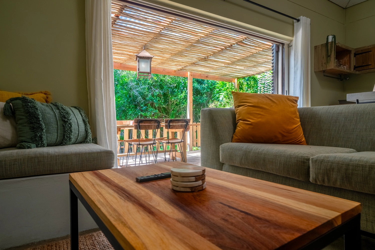 Open Plan living space with Fully equipped kitchen.